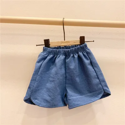 Kids Casual Plaid Polka Dot Elastic Waist Shorts Summer Cotton Boys