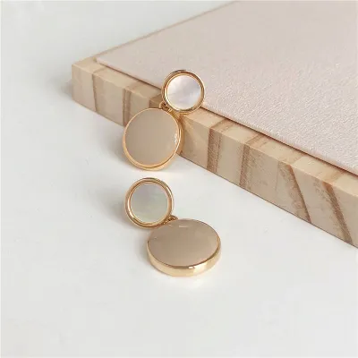 Women Simple Drop Glaze Color Blocking Drop Earrings Trendy Zinc Alloy