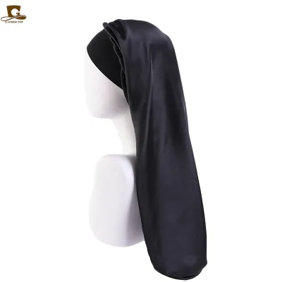 Women Casual Solid Color Satin Long Barrel Hat