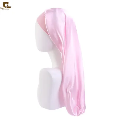 Women Casual Solid Color Satin Long Barrel Hat