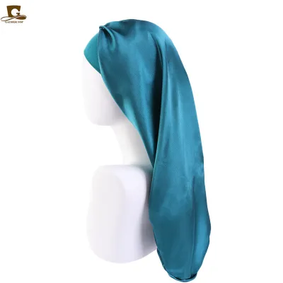 Women Casual Solid Color Satin Long Barrel Hat