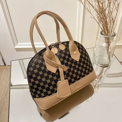 Women Vintage Elegant Zipper Design Floral Pattern PU Shell Crossbody Bag