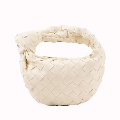 Women Creative Woven Knot Design Solid Color PU Handle Handbag
