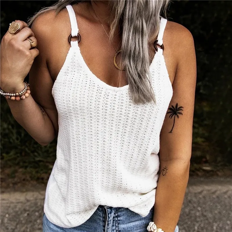 Summer Women Solid Color Sexy Sleeveless V Neck Backless Tank Top