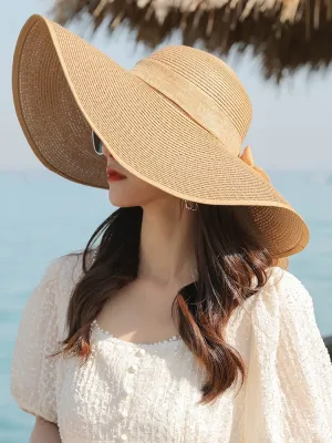 Women Summer Casual Big Brim Sun Hat Straw