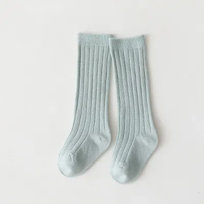 Kids Simple Solid Color Breathable High Long Soft Cotton Socks