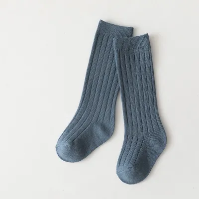 Kids Simple Solid Color Breathable High Long Soft Cotton Socks