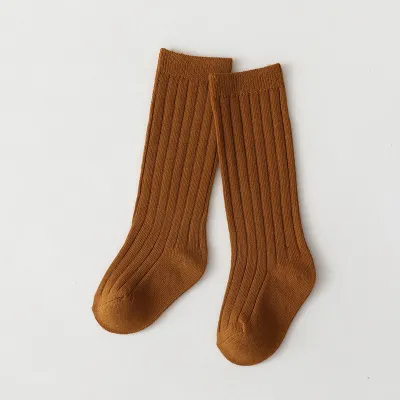 Kids Simple Solid Color Breathable High Long Soft Cotton Socks