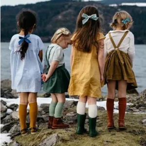 Kids Simple Solid Color Breathable High Long Soft Cotton Socks