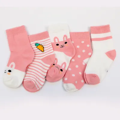 5pairs/set Kids Cute Cartoon Breathable Cotton Casual Socks Spring Autumn