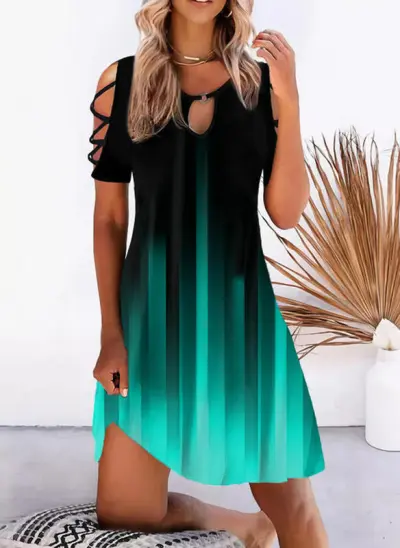 Women Vintage Cool Shoulder A-Line Casual Dress