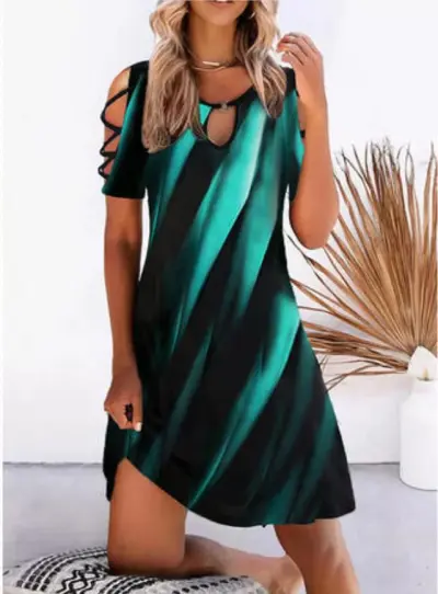 Women Vintage Cool Shoulder A-Line Casual Dress
