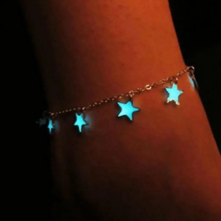 Women Exquisite Fluorescent Pentagram Design Beach Anklet