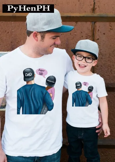 Father Kids Casual Round Neck Short Sleeve Parent-child Loose T-shirt