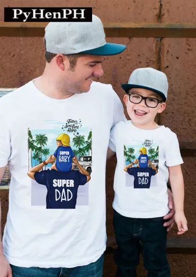 Father Kids Casual Round Neck Short Sleeve Parent-child Loose T-shirt