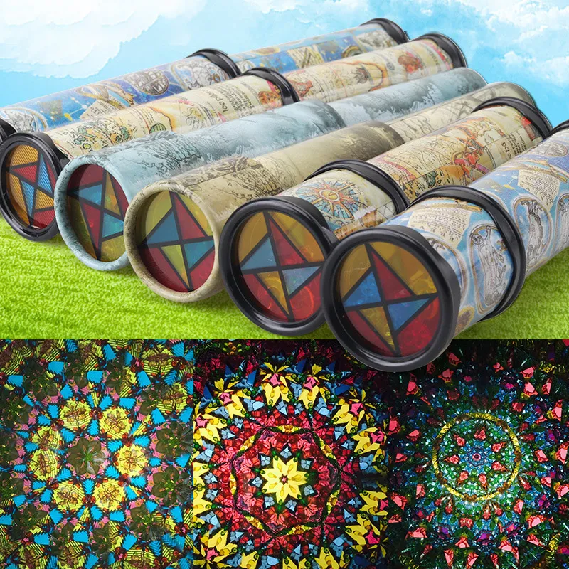 Kids Adjustable Rotation Kaleidoscope Magic Changeful Fancy Colored World Toy Plastic Paper Unisex
