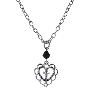 Women Gothic Punk Hollow Out Heart Pendant Alloy Necklace