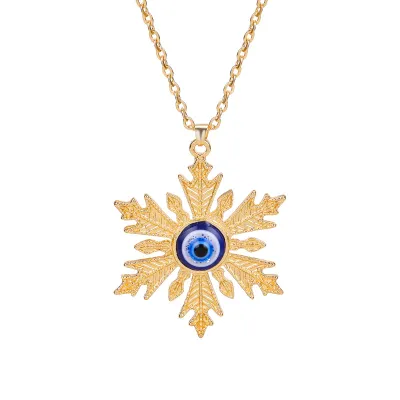 Women Exquisite Evil Eye Geometric Pendant Necklace Alloy