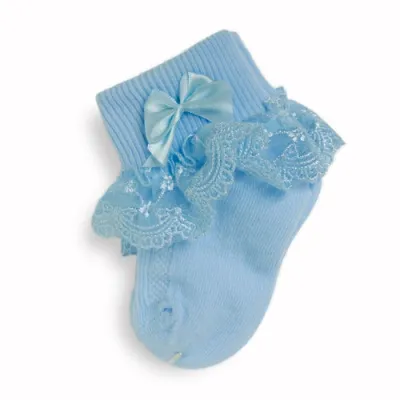 Baby Girls Solid Color Lace Bow Short Socks