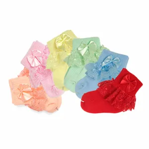 Baby Girls Solid Color Lace Bow Short Socks
