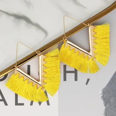 Women's Vintage Geometric V Shaped Tassel Hoop Earrings Alloy