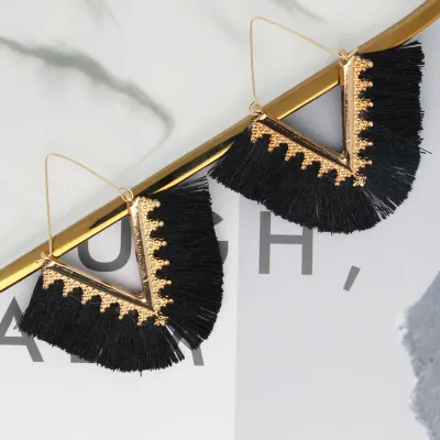 Women's Vintage Geometric V Shaped Tassel Hoop Earrings Alloy