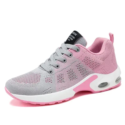 Women Breathable Mesh Lace-up Wedge Sneakers