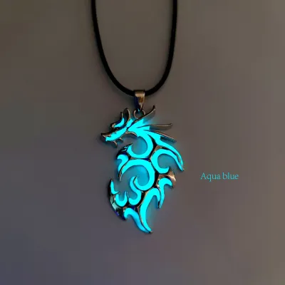 Men Unique Luminous Dragon Design Metal Pendant Necklace
