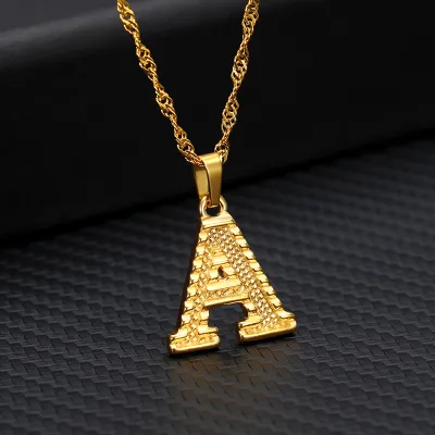 Unisex Classic A-Z Letter Initial Alloy Pendant Necklace