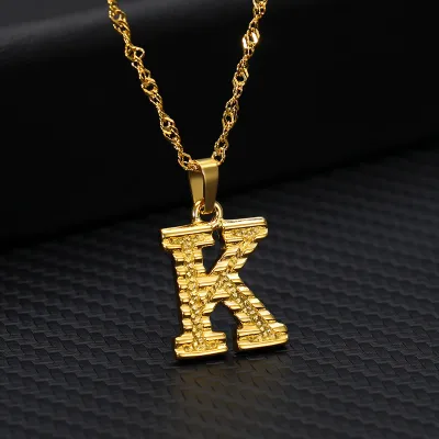 Unisex Classic A-Z Letter Initial Alloy Pendant Necklace