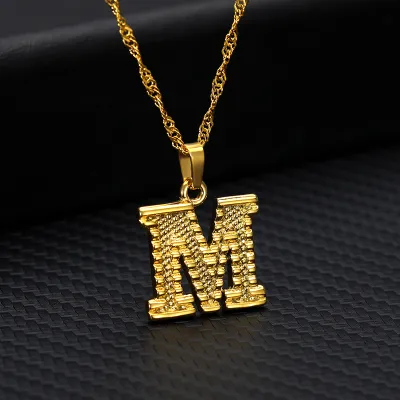 Unisex Classic A-Z Letter Initial Alloy Pendant Necklace