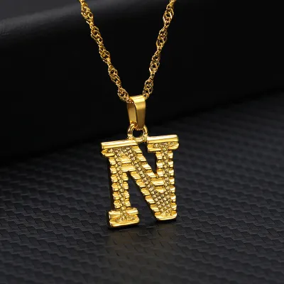Unisex Classic A-Z Letter Initial Alloy Pendant Necklace
