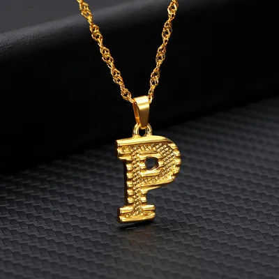 Unisex Classic A-Z Letter Initial Alloy Pendant Necklace