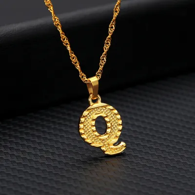 Unisex Classic A-Z Letter Initial Alloy Pendant Necklace