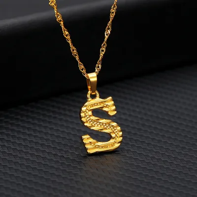 Unisex Classic A-Z Letter Initial Alloy Pendant Necklace