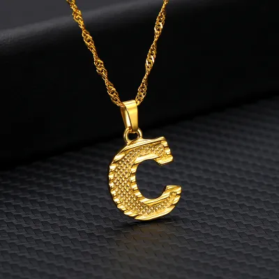 Unisex Classic A-Z Letter Initial Alloy Pendant Necklace