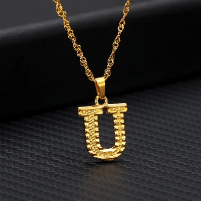 Unisex Classic A-Z Letter Initial Alloy Pendant Necklace