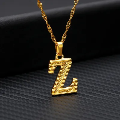 Unisex Classic A-Z Letter Initial Alloy Pendant Necklace