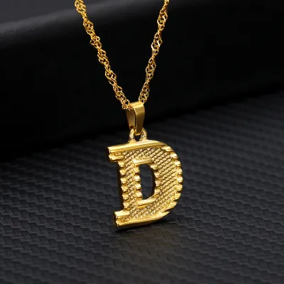 Unisex Classic A-Z Letter Initial Alloy Pendant Necklace