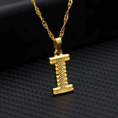Unisex Classic A-Z Letter Initial Alloy Pendant Necklace