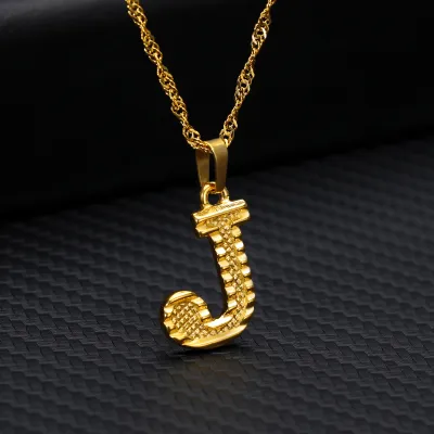Unisex Classic A-Z Letter Initial Alloy Pendant Necklace