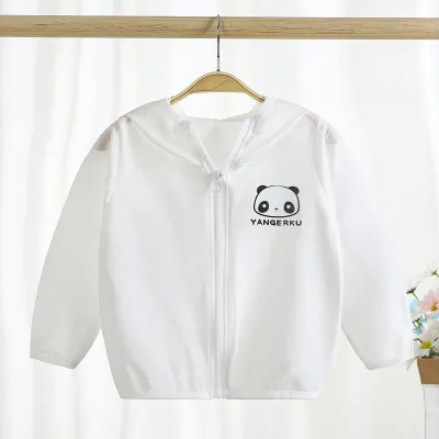 Kids Cute Cartoon Bear Pattern Ice Silk Long Sleeve Zipper Breathable Coat Unisex