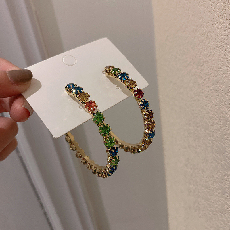 Luxury Crystal Hoop Earrings Circle Hoop Earrings In Shiny Zirconia Green  And Red For Women Wholesale From Yanshifang, $11.29 | DHgate.Com