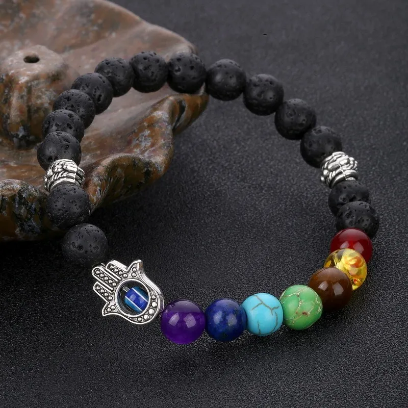 Unisex Classic Evil Eye Design Stone Strand Bracelet