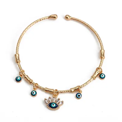 Women Exquisite Evil Eye Design Charm Bangle