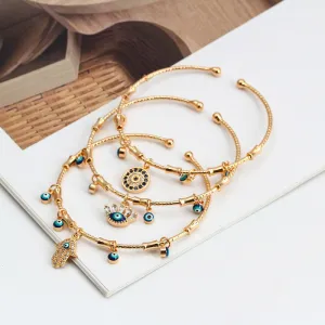 Women Exquisite Evil Eye Design Charm Bangle