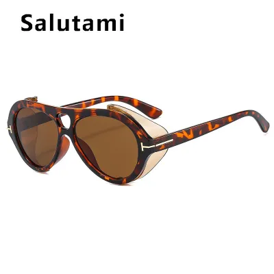 Unisex Summer Classic Punk Round Frame Sunglasses with UV400 Protection