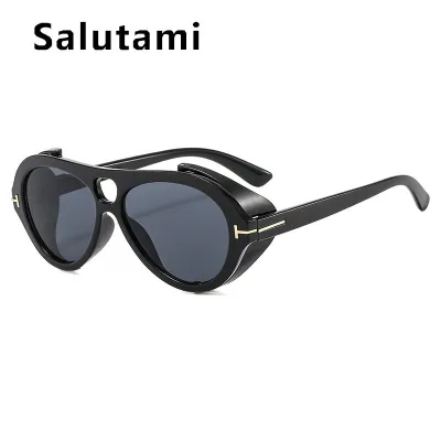 Unisex Summer Classic Punk Round Frame Sunglasses with UV400 Protection