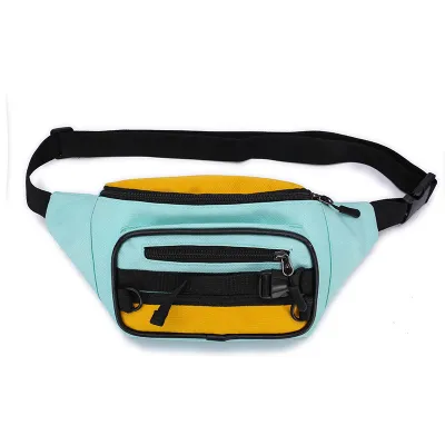 Women Fashion Trend Multi Pocket Color Blocking Canvas Chest Bag