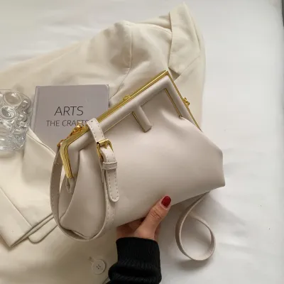 Fashion PU Leather Crossbody Bag with Geometric Flap and Buckle Design